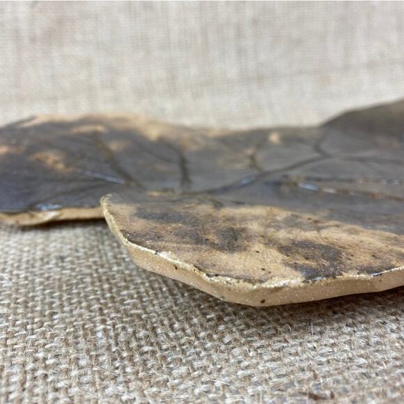 Art Pottery Leaf Impression Charcuterie Tray Platter Cheese Board Server - Picture 9 of 9